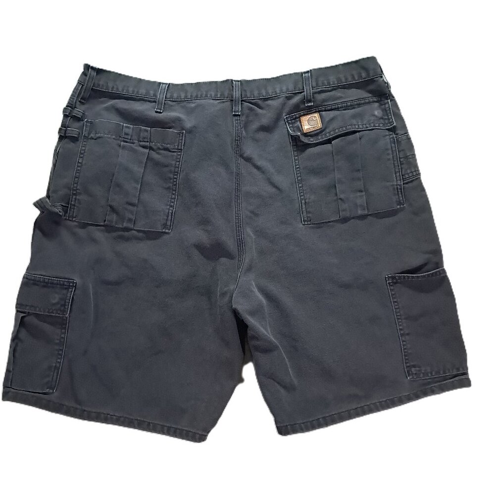 Vintage Carhartt B81 Canvas Cargo Shorts Men 41x8, Tag 44 Black Fade Utility